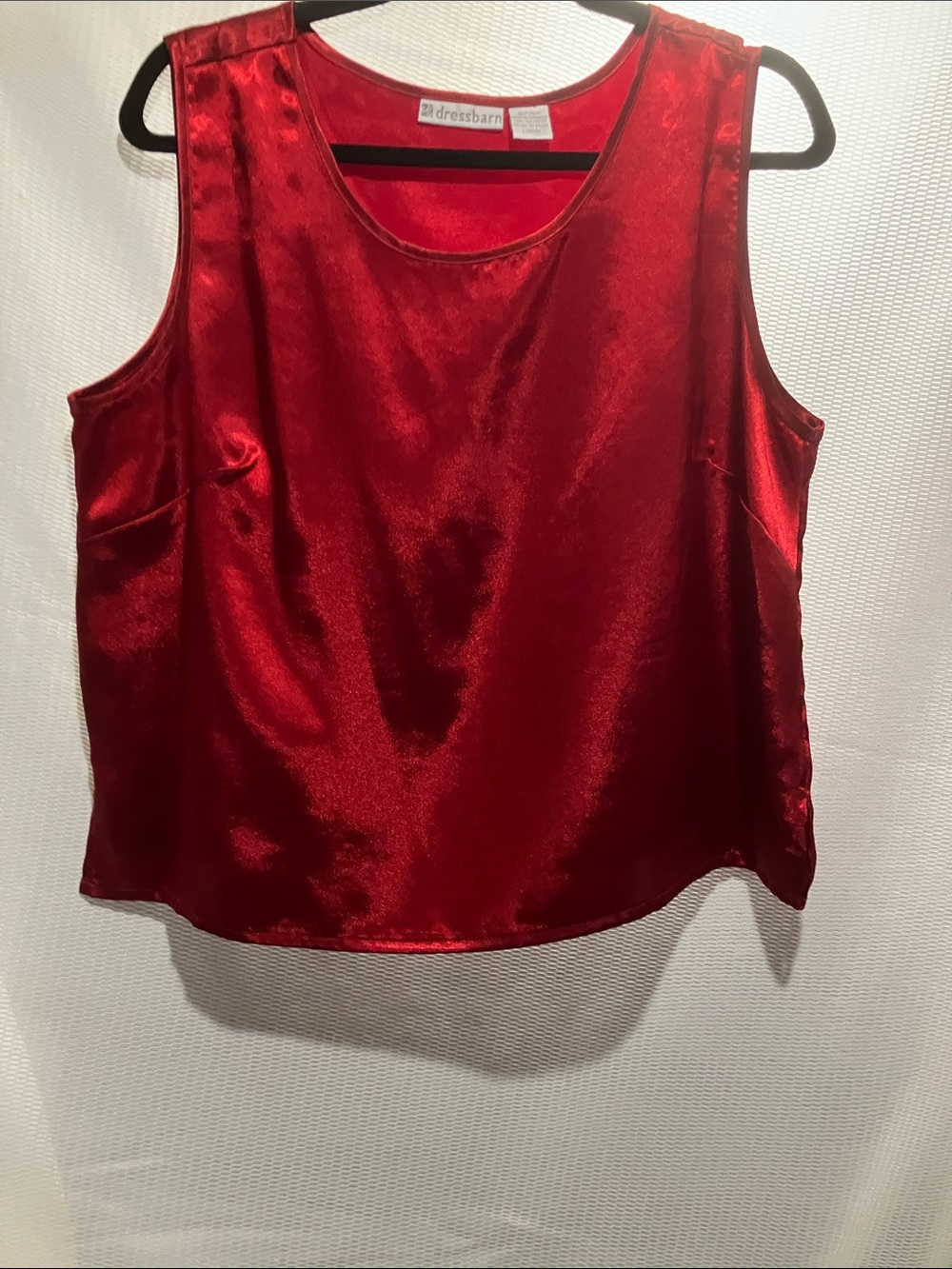 dressbarn Shiny Red Satin Tank Top